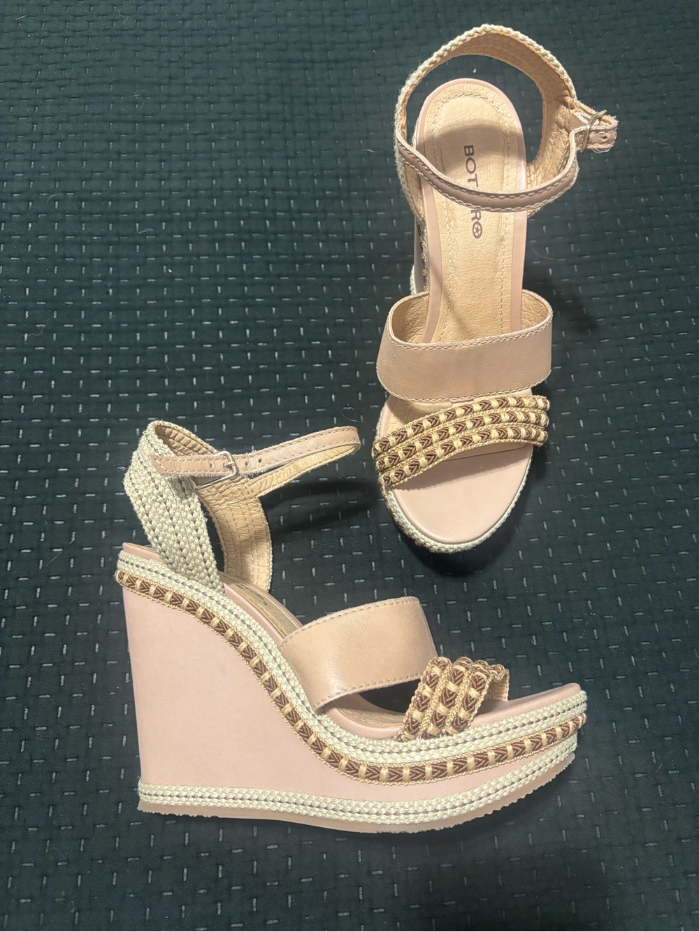 Pink Wedge Sandals with Braided Trim (BOTTERO) Recognized brand from Brazil